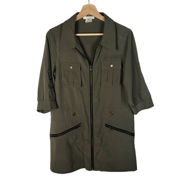 Costa Blanca Olive Green Short Sleeve Shirt Mid Length Jacket S - Picture 1 of 3